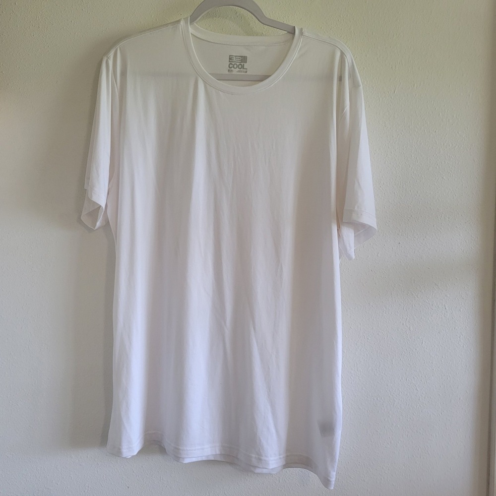 32 Degrees Cool Mens‎ White Short Sleeve T-Shirt XL Polyester Spandex Activewear